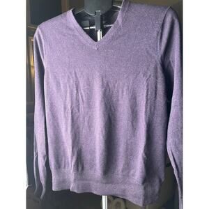 Banana republic luxury brand silk cotton cashmere vneck plum unisex sweater Sz S